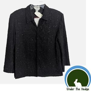 Vtg New JMD New York Black Beaded Evening Cardigan Shacket Size Large J1